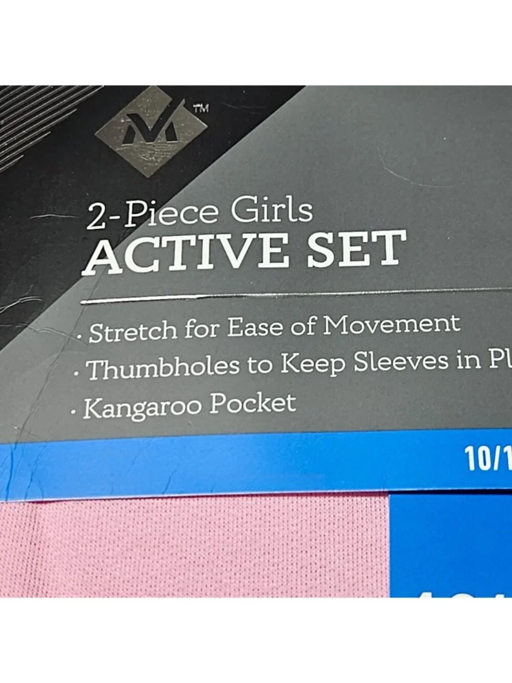 Members Mark 2 Piece Active Set Girls Size 10 12 Pink Thumbholes Kangaroo Pocket
